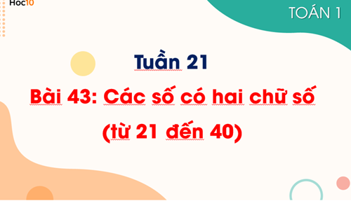 Toán 1 - Tuần 21: Bài 43: Các số có hai chữ số (từ 21 đến 40)