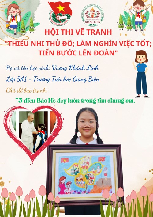 Em Vương Khánh Linh - Học sinh lớp 5A1 tham dự Cuộc thi vẽ tranh : Thiếu nhi Thủ đô - Làm nghìn việc tốt - Tiến bước lên Đoàn 