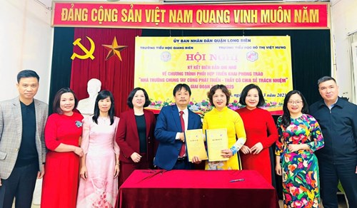 Trường Tiểu học Đô thị Việt Hưng và Trường Tiểu học Giang Biên chung tay phát triển giáo dục.