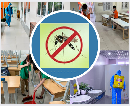 Trường Tiểu học Lý Thường Kiệt tích cực tổng vệ sinh phòng chống bệnh sốt xuất huyết.