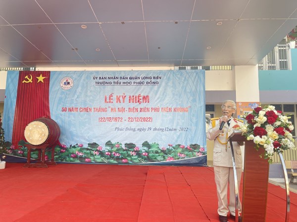 Trường Tiểu học Phúc Đồng long trọng tổ chức Lễ kỷ niệm 50 năm chiến thắng “Hà Nội - Điện Biên Phủ trên không” (12/1972 - 12/2022)