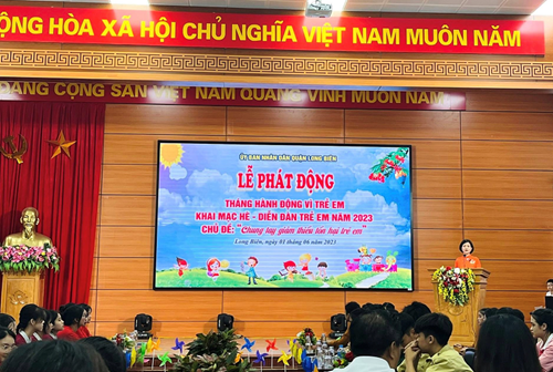 Trường Tiểu học Thạch Bàn B tham gia Lễ phát động tháng hành động vì trẻ em – Khai mạc hè – Diễn đàn trẻ em quận Long Biên tại UBND Phường Thạch Bàn
