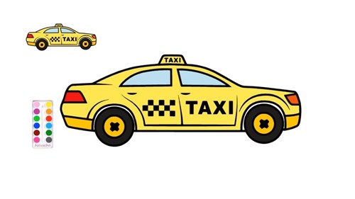 Tranh tô màu xe taxi