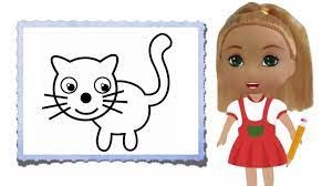 Bé Bi vẽ tranh con mèo - học vẽ cho bé - Drawing for kids How to Draw a Cat Easy Step by Step