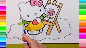 Tô màu mèo Hello Kitty đang vẽ- How to coloring Hello Kitty