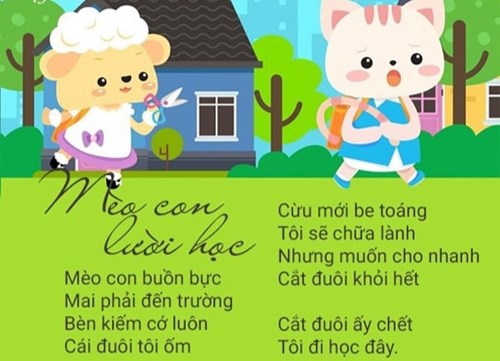 Bài thơ  mèo con lười học - Sưu tầm lớp MGBC3