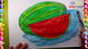 Hướng dẫn bé cách vẽ và tô màu quả dưa hấu