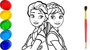 Hướng dẫn bé cách tô màu Elsa và Anna