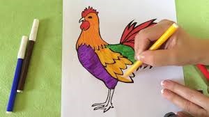 Bé tập tô màu con gà trống