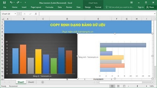 Copy định dạng biểu đồ trong Excel