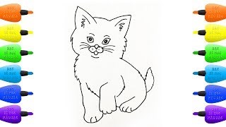 Vẽ và tô màu con mèo dễ thương