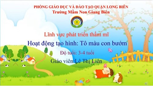 Tạo hình: Tô màu con bướm- MNB 3-4 tuổi- MN Giang Biên