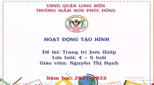 Hoạt động tạo hình  Trang trí bưu thiếp  - MN Phúc Đồng