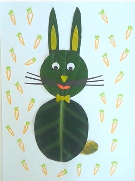 Hướng dẫn bé làm bức tranh con thỏ bằng lá cây