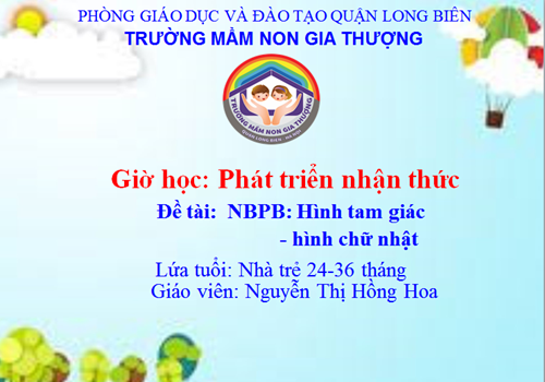 BGTT_NBPB: Hình tam giác - Hình chữ nhật_ GV: Nguyễn Thị Hồng Hoa