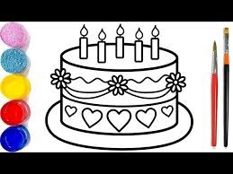 Vẽ bánh sinh nhật đơn giản và tô màu cho bé