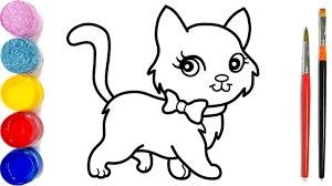 Vẽ và tô màu con mèo dễ thương