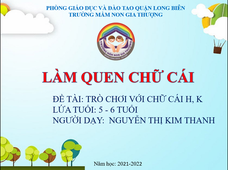 BGE_ Tháng 2/2022_LQCC: Trò chơi với chữ cái h, k_GV: Nguyễn Thị Kim Thanh