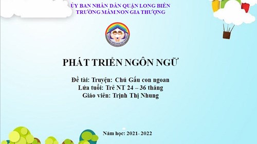 LQVH: Truyện: Chú Gấu con ngoan_ GV: Trịnh Thị Nhung