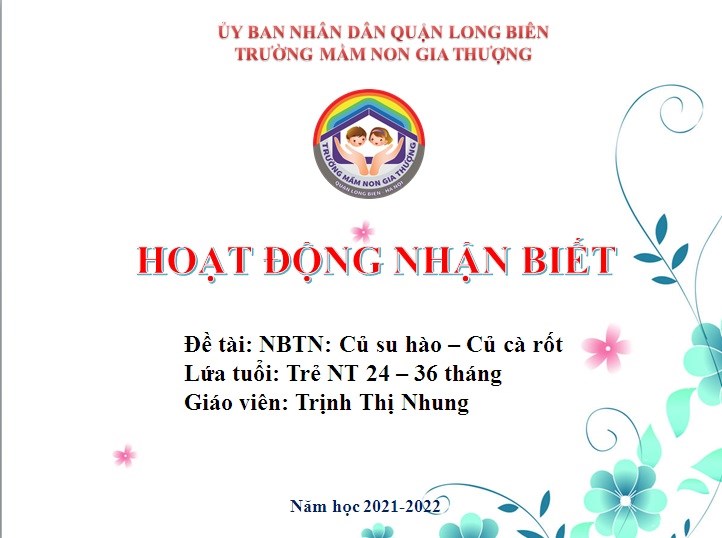 NBTN: Củ su hào - củ cà rốt_GV: Trịnh Thị Nhung