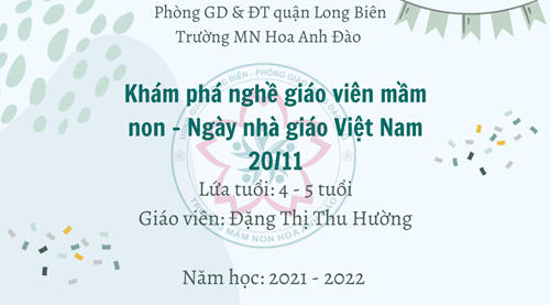 KPKH: Nghề giáo viên mầm non - Ngày Phụ nữ Việt Nam 20/11(4-5 tuổi)