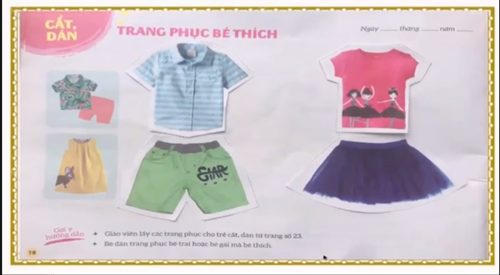 Tạo hình Cắt dán trang phục bé thích - Tháng 10 - Lớp MGB C3 - Trường MN Hoa Mai