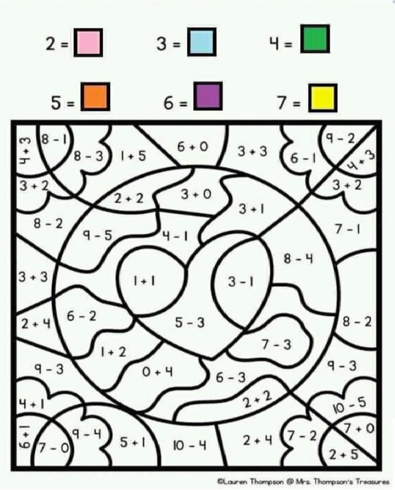 Bài tập toán kết hợp tô màu theo yêu cầu
