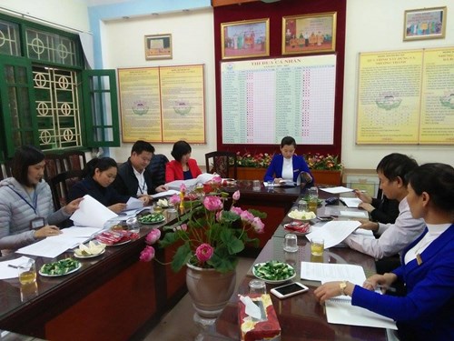 Đón đoàn kiểm tra giám sát công tác thu - chi tài chính đầu năm học của HĐND phường Đức Giang