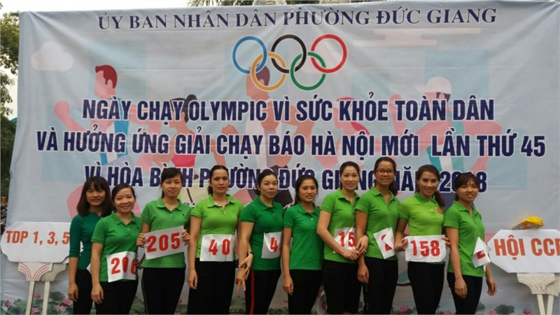 Trường mầm non Hoa Sen tham gia giải chạy Olympic vì sức khỏe toàn dân do UBND phường Đức Giang tổ chức