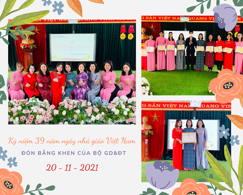 Trường Mầm non Hoa Sữa tổ chức Kỷ niệm 39 năm ngày nhà giáo Việt Nam, đón nhận Bằng khen của Bộ GD&ĐT
