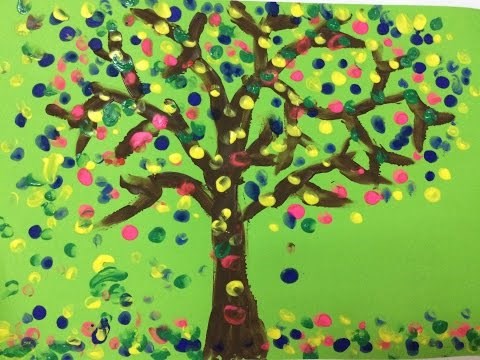 Painting for kids | How to draw a tree for kids | Landscape painting for kids 