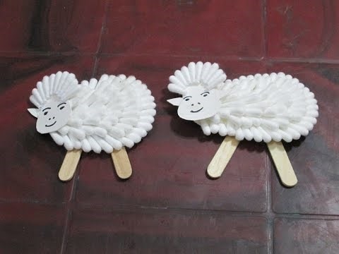 How to make SHEEP Using Cotton Buds for u r Children at Home