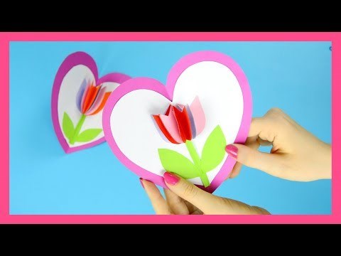 Tulip in a Heart Card - step by step Valentines day or Mothers day card tutorial