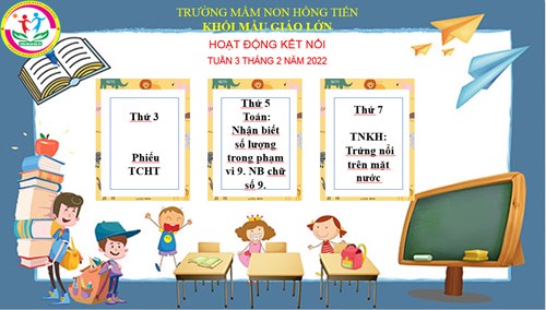 Hoạt động kết nối với trẻ - Khối Mẫu giáo lớn trường MN Hồng Tiến - Tuần 3 tháng 2 năm 2022