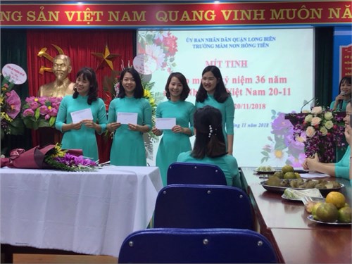 Trường mầm non Hồng Tiến long trọng tổ chức Mít Tinh chào mừng kỷ niệm 36 năm ngày Nhà giáo Việt Nam 20/11/1982 – 20/11/2018
