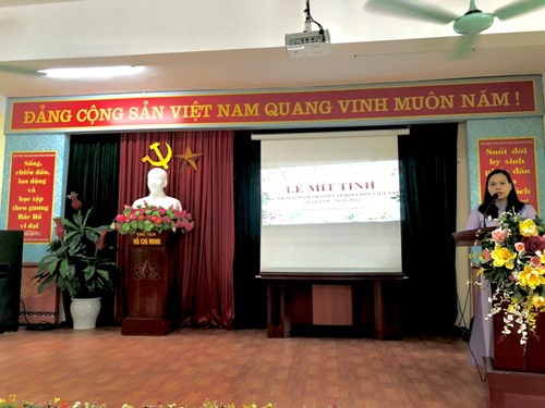 Công đoàn trường mầm non Long Biên tổ chức Lễ mít tinh kỷ niệm 92 năm ngày thành lập Hội LHPN Việt Nam (20/10/1930 - 20/10/2022) và ngày phụ nữ Việt Nam 20/10.