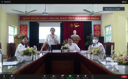    Trường Mầm non Long Biên tổ chức Hội nghị trực tuyến Viên Chức - Người Lao Động năm học 2021 – 2022 