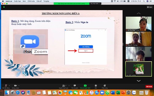 Trường MN Long Biên A tổ chức sinh hoạt chuyên môn trực tuyến: Hướng dẫn cài đặt và sử dụng phần mềm Zoom