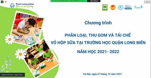 Trường MN Long Biên A tham dự tập huấn phân loại, thu gom và tái chế vỏ hộp sữa tại trường học quận Long Biên năm học 2021 - 2022