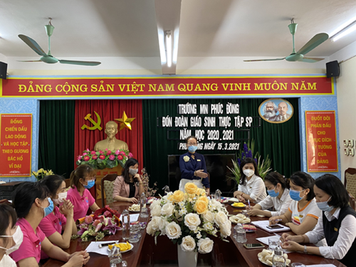 Trường mầm non Phúc Đồng đón các bạn sinh viên trường  ĐHSP Hà Nội II  về thực tập tốt nghiệp.