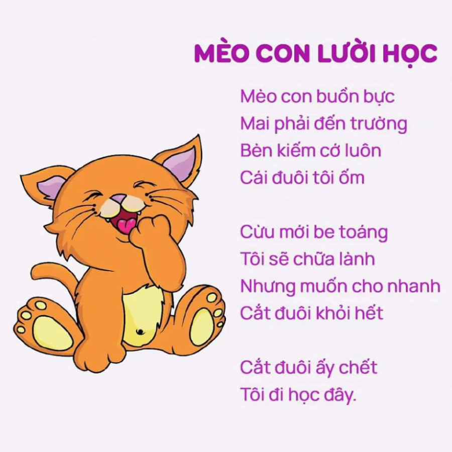 Bài thơ: Mèo con lười học