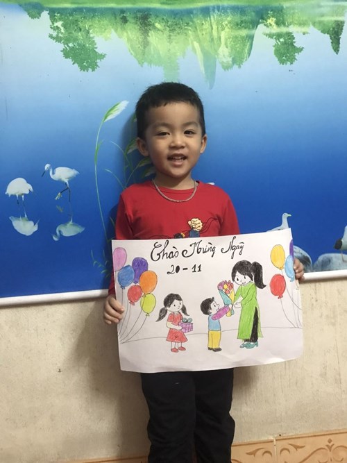 Các bạn nhỏ lớp MGN B1 hào hứng tham gia cuộc thi vẽ tranh, làm bưu thiếp chủ đề  Cô giáo của em  nhân dịp kỷ niệm 39 năm ngày Nhà giáo Việt Nam 20/11