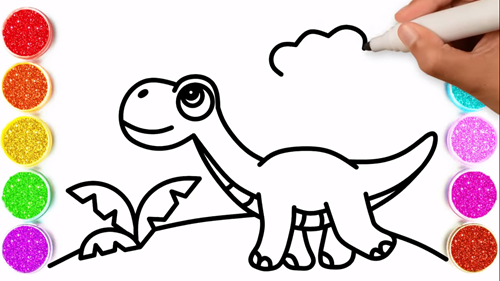 Dạy bé vẽ và tô màu khủng long dễ thương