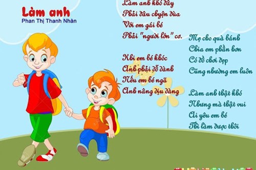 Dành cho bé MGL (5 -6 tuổi) -  Bài thơ  Làm anh 