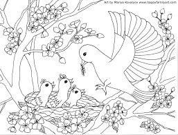 Bé tập tô màu sáng tạo bức tranh: Chim mẹ,chim con