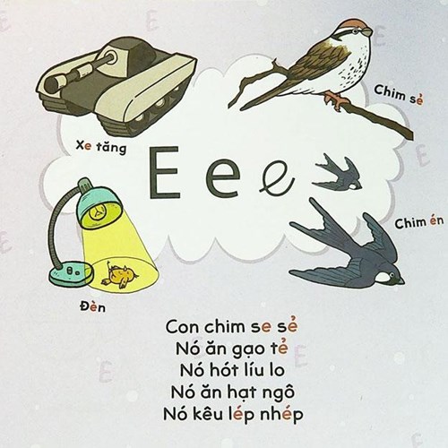 Bài thơ ôn dạy bé ôn luyện chữ e