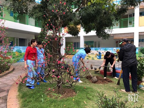 Cán bộ - Giáo viên - Nhân viên trường MN Thạch Bàn trồng cây chào đón Xuân Kỉ Hợi năm 2019 