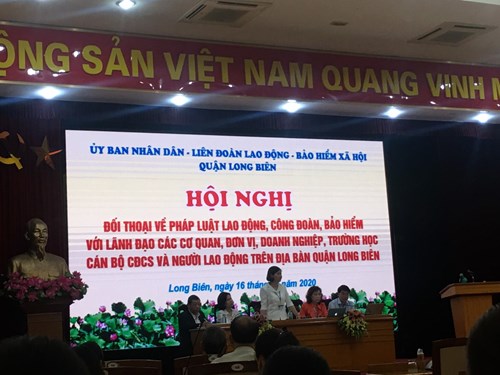 Trường MN Thạch Cầu tham dự hội nghị đối thoại với người lao động do Liên đoàn lao động Quận Long Biên tổ chức.