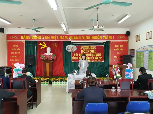 Chi bộ trường mầm non Thạch Cầu tổ chức “ Hội nghị kiểm điểm đánh giá chất lượng tổ chức đảng và đảng viên năm 2021”
