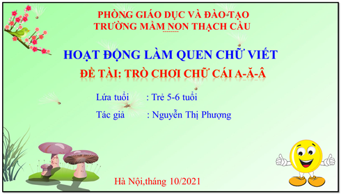 LQCV: Trò chơi chữ cái a-ă-â . GV: Nguyễn Thị Phượng